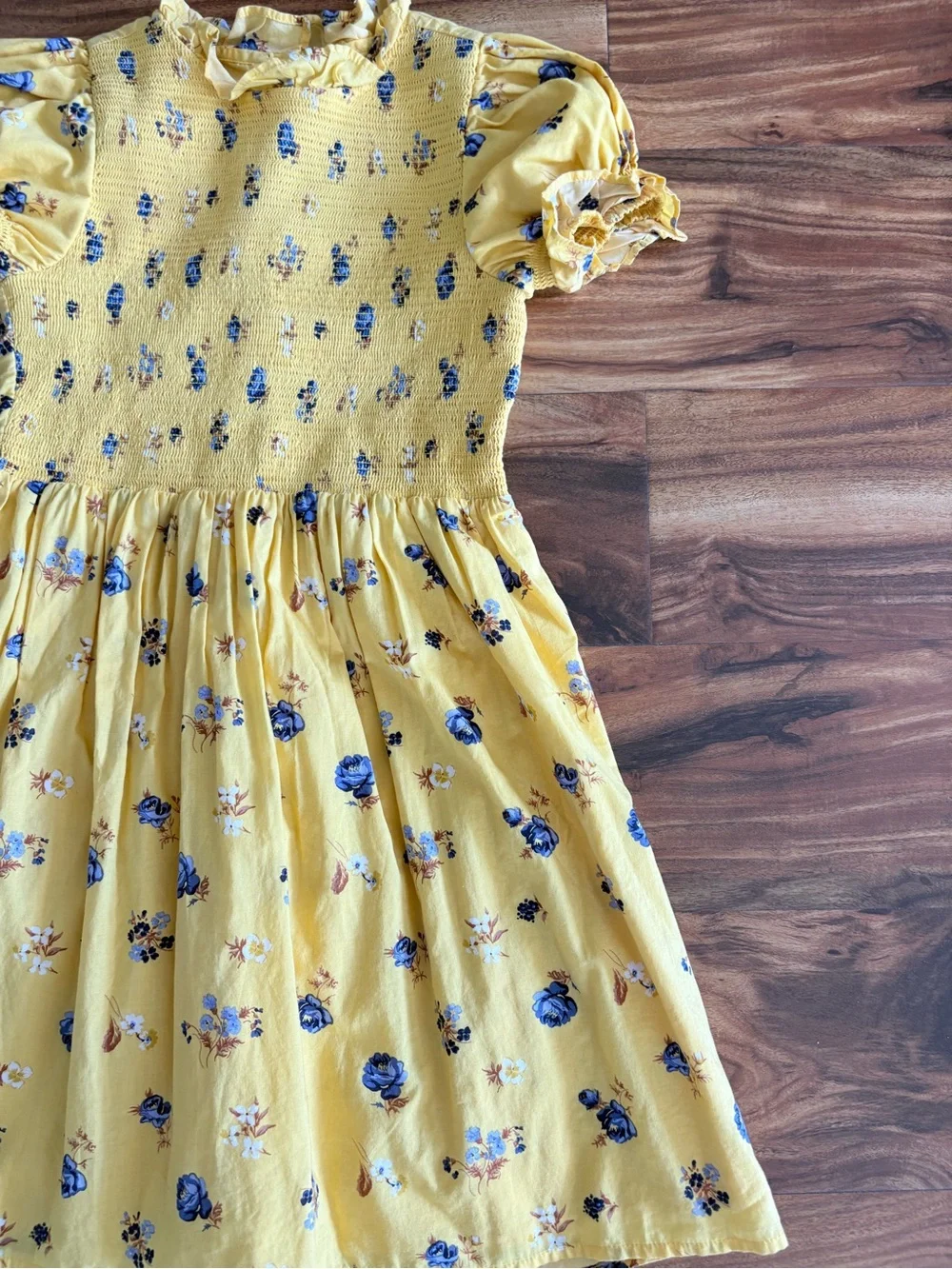 Janie & Jack Girls Yolk Yellow Floral The Hannah Floral Smocked Dress Size 8 10